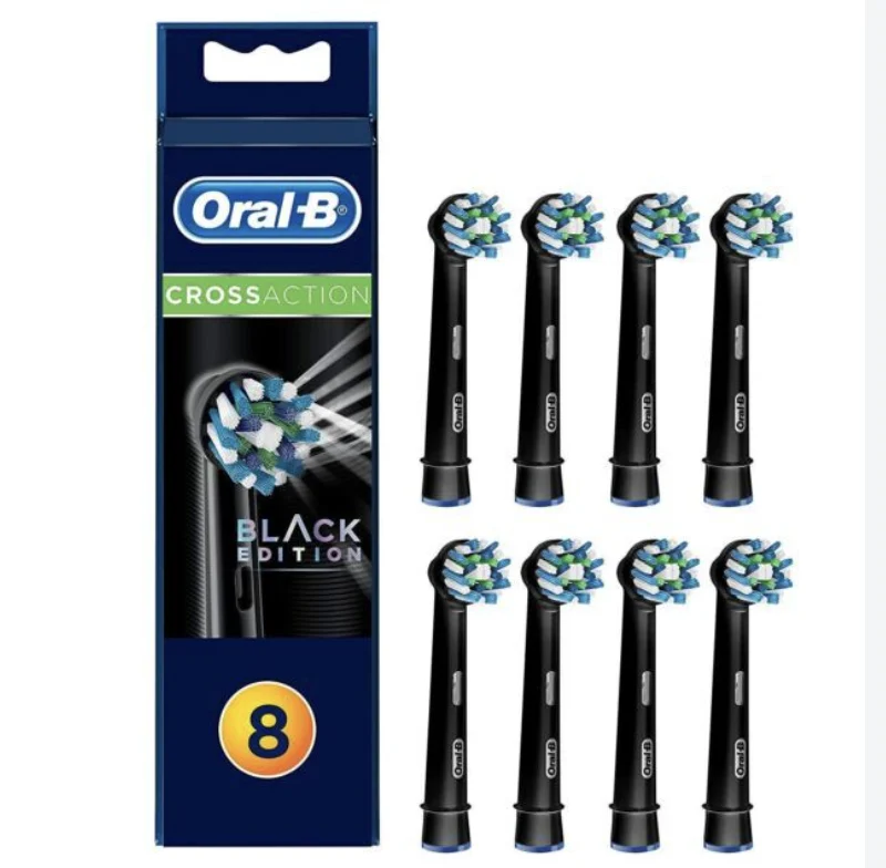 Oral-B Cross Action Black Brush Heads 8-Pack